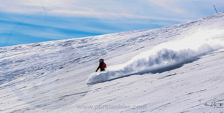 ski in Iran 1 A lady skiing at the Dizin ski resort