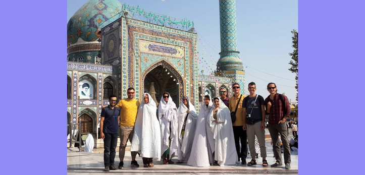 Incoming tourists to the Saleh Mosque in Tajrish to learn about Iran religion